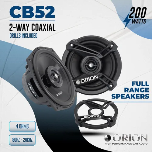 Miniatura 2 de ORION Cobalt Series CB52 - Altavoces coaxiales de 2 vías para automóvil, 200 W, 4 ohmios, rango completo, graves mejorados, cono de polipropileno