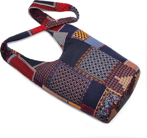 Miniatura 140 de Bolsa de hombro para mujer, de lona en estilo hippie/bohemio para llevar cruzada al hombro, disponible en diferentes colores y estampados