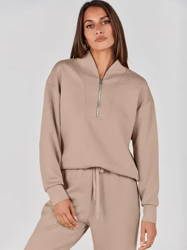 Miniatura 8 de ANRABESS Womens 2 Piece Outfits Sweatsuit Half Zip Long Sleeve Cropped Sweatshirt Jogger Sweatpants Travel Tracksuit Set