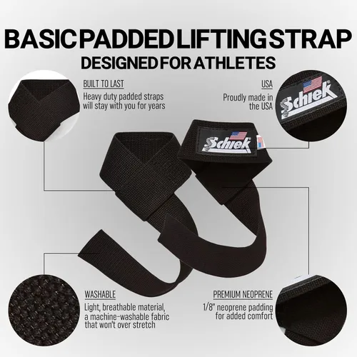 Miniatura 3 de Schiek Sports Model 1000-BPS Basic 20" Correas de elevación acolchadas - Negro