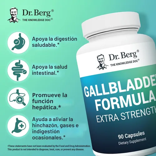 Miniatura 3 de La fórmula de la vesícula biliar del Dr. Berg contiene sales biliares purificadas, 90 cápsulas, enzimas para reducir la hinchazón, indigestión