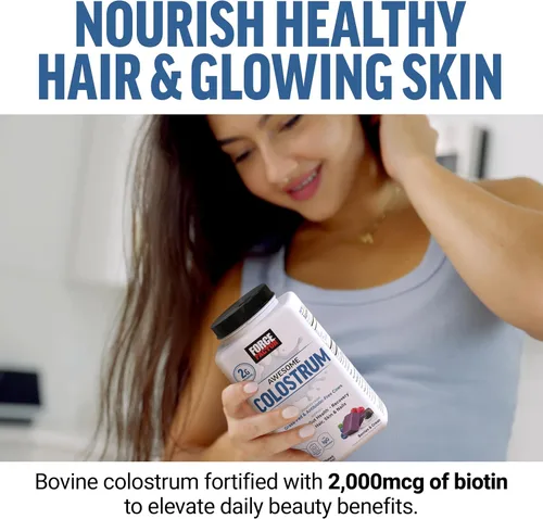 Miniatura 4 de Suplemento de calostro impresionante Force Factor, bayas y crema, 60 masticables suaves Bovine Colostrum with Biotin, Grass-Fed, Antibiotic-Free