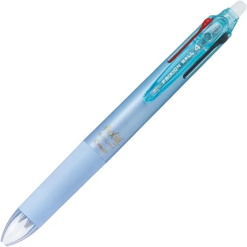 Pilot Bolígrafo Frixion Ball 4, 0.015 in ultrafino, 4 colores (negro, rojo, azul y verde), cuerpo azul claro de gradación (PLKFB80UF-GRLB)