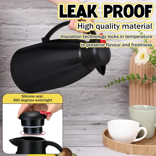 Miniatura 5 de Nuogo 2 jarras térmicas de café de 102 onzas con aislamiento de acero inoxidable de doble pared al vacío, jarra de café con cepillo para uso en casa