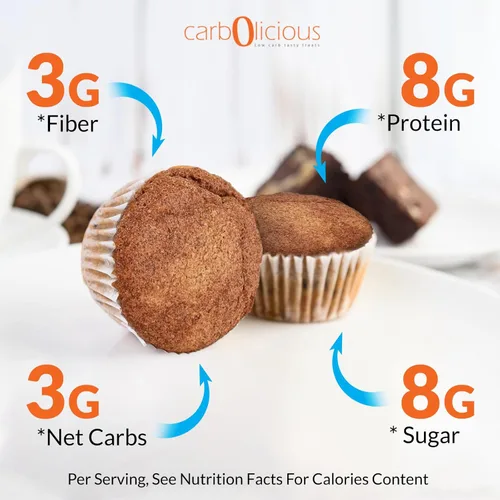 Miniatura 3 de Muffins de capuchino bajos en carbohidratos (paquete de 6) por Carb-o-licious, deliciosos muffins keto con solo 2 carbohidratos netos cada uno