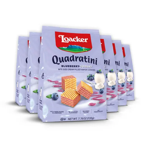 Miniatura 15 de Loacker Quadratini - Paquete grande de galletas de oblea variadas con sabor a frutas - Mezcla de limón, vainilla y yogur de frambuesa - Galletas