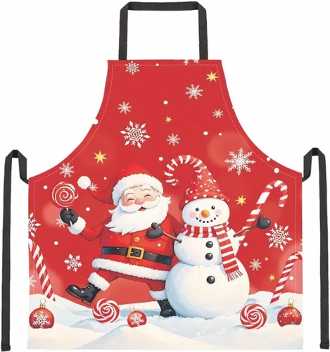 Miniatura 34 de Dreaweet Delantal de cocina unisex con cuello ajustable de Navidad