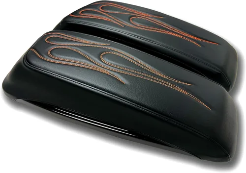 Miniatura 12 de 1993-2013 Premium Flame Saddlebag Tapas Tapas para Harley Davidson Negro
