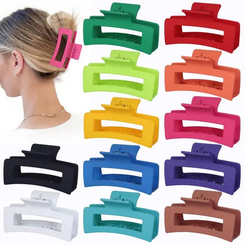 Miniatura 10 de Sisiaipu Accesorios Medianos para el Cabello de 3.5 Pulgadas - 12 Piezas Pinzas de Mandíbula Cuadradas para Cabello Grueso y Fino, Pinzas Básico