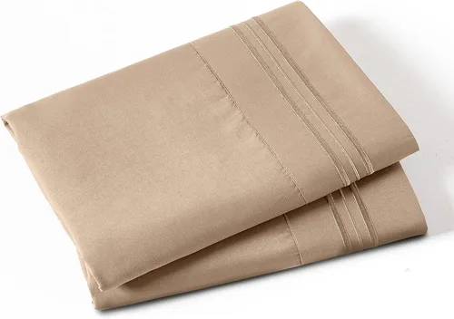 Miniatura 7 de P Pothuiny Fundas de almohada 100% microfibra – Fundas de almohada beige súper suaves de 20 x 30 pulgadas – Juego de 2 fundas de almohada