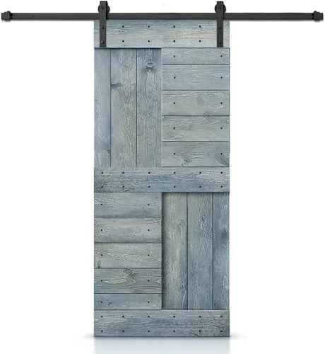 Miniatura 90 de TMS Serie N - Puerta corrediza interior de madera de pino anudada con kit de herrajes deslizantes (32 x 84 pulgadas, blanco)