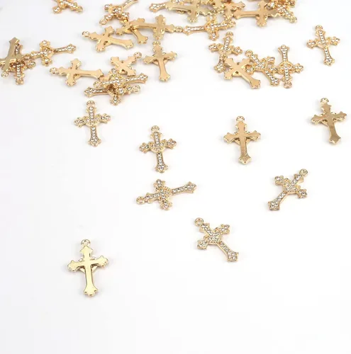 Miniatura 3 de 30 dijes de cruz de diamantes de imitación para hacer joyas, bricolaje, collares, pulseras
