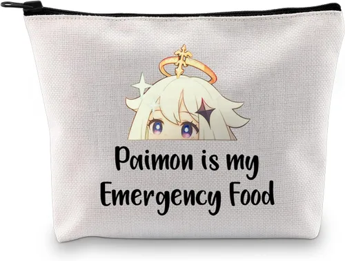 JXGZSO Bolsa de cosméticos inspirada en el anime Paimon is my Emergency Food Traveller Gift Anime Lover Gift, Paimon, Novedad, Diversión, Inspirado