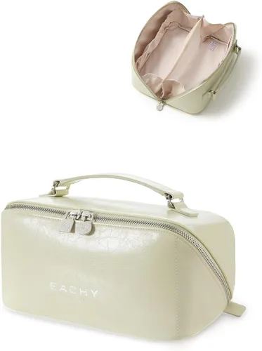 Miniatura 35 de EACHY Bolsa de Maquillaje de Viaje, Bolsas de Cosméticos de Gran Capacidad para Mujeres, Bolsa Portátil Impermeable que se Abre Plana, Bolsa de Aseo
