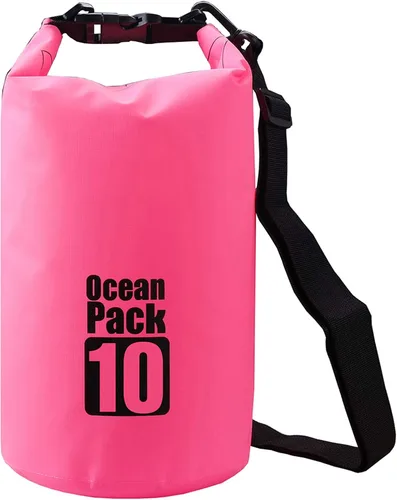 Miniatura 47 de 2L/3L/5L/10L/15L/20L/30L 500D Lona resistente PVC impermeable bolsa seca saco para kayak/canoa/pesca/rafting/natación/campamento/snowboard Rosado
