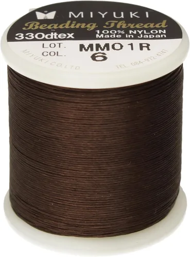 Hilo para abalorios Miyuki – Hilo de nylon previamente encerado para proyectos de enhebrado, carrete de 50 m/55 yardas, color marrón, diámetro de