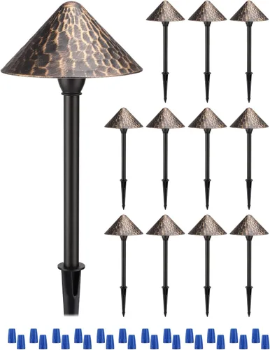 LEONLITE Paquete de 12 luces LED de bajo voltaje, 3 W 12-24 V CA/CC, iluminación de camino con cable, luz exterior para césped de patio, ETL CRI90+