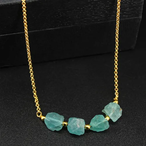 Miniatura 10 de Gempires Natural Raw Bar Crystals Pendant Necklace Handmade Jewelry 22 inch Adjustable Chain