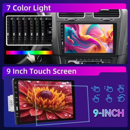 Miniatura 7 de Estéreo de coche de 9 pulgadas con pantalla táctil de un solo DIN compatible con Apple Carplay y Android Auto, radio de coche Bluetooth con cámara
