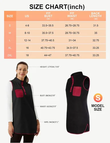 Miniatura 6 de JACK SMITH Vestido de forro polar sin mangas para mujer, vestido de invierno con botones y bolsillos