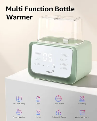 Miniatura 2 de Calentador de biberones para bebé, Grownsy calentador de leche rápido 8 en 1 con temporizador para leche materna o fórmula, se ajusta a 2 biberones