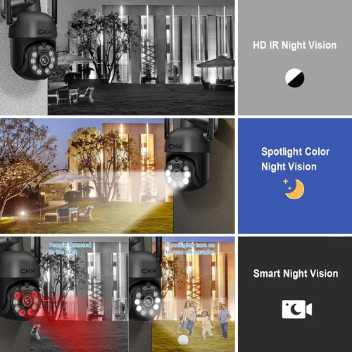 Miniatura 6 de [3K, vista de 360°] Sistema de cámara de seguridad inalámbrica de 5MP, 4 cámaras PTZ 3K para exteriores interiores, sistema de vigilancia WiFi dual