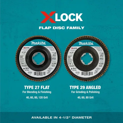Miniatura 8 de Makita T-03903-3 X-Lock 4‑1/2" 60 Grit Type 29 Disco de pulido y pulido en ángulo X-Lock y todas las amoladoras de eje de 7/8", paquete de 3
