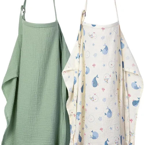 Miniatura 9 de ANYEDDE Paquete de 2 fundas de lactancia de muselina para lactancia materna, fundas transpirables para lactancia materna con cuello de arco, funda
