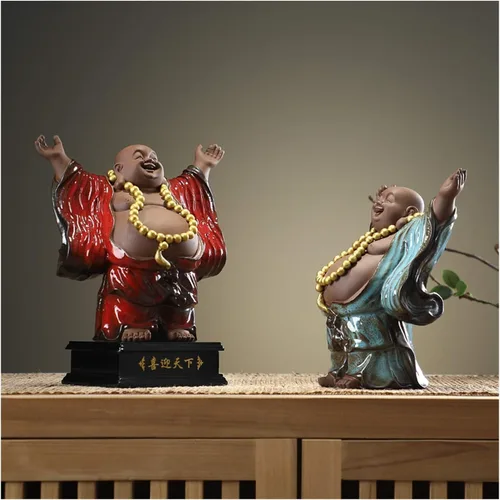 Miniatura 3 de NYKK, estatua china feng Shui, escultura creativa, mobiliario de oficina, maitreya, buda, sala de estudio, porche, cerámica, joyas, muebles