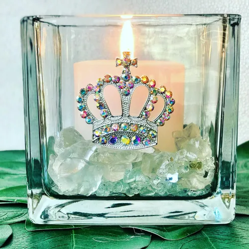 Miniatura 2 de THE QUEENS' JEWELS Aurora Borealis - Jarrón portavelas de 4 x 4 pulgadas, regalo único para mujeres, cumpleaños, lindo, divertido, cóctel, reina