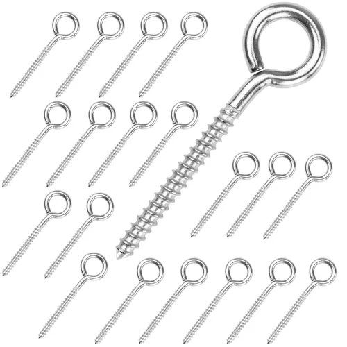 Miniatura 8 de Muzata 20 tornillos de ojo de 2 pulgadas para madera T316 acero inoxidable M4 ojales ganchos autorroscantes para interiores y exteriores CN22