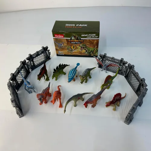 Miniatura 7 de Oriate 12 piezas Mini Figuras de Dinosaurios para Niños de 3-5 y 5-7 años, juego de captura y escape del mundo de los dinosaurios, incluye 6 vallas