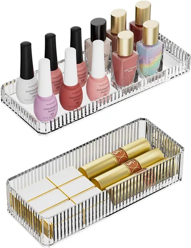 Miniatura 3 de Organizador de maquillaje acrílico, bandeja organizadora, estuches de tocador, esmalte de uñas, maquillaje, perfume, organizador de cuidado