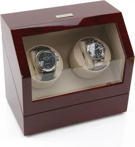 Miniatura 2 de Heiden Bobinadora de reloj doble de doble alimentación en madera de cerezo, Japonés