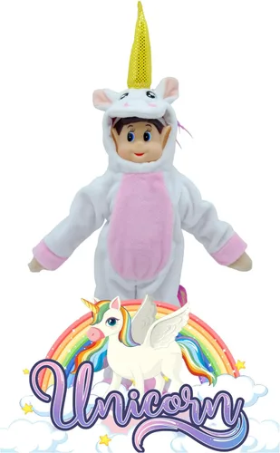 Miniatura 2 de Accesorios y ropa de elfo navideño, conjuntos de moda de unicornio, la muñeca no está incluida. (Blanco)
