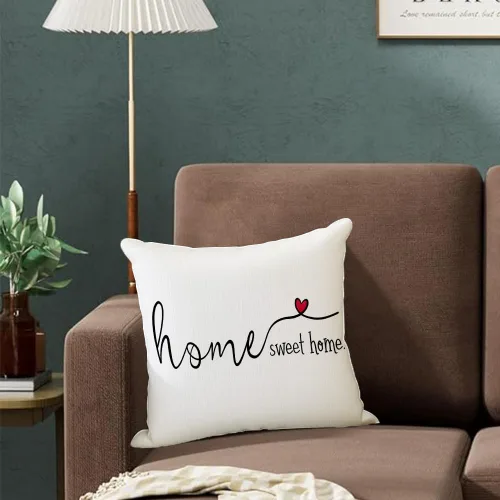 Miniatura 4 de RABUSOFA Home Sweet Home - Fundas de almohada con citas, 18 x 18 pulgadas, decoración de granja, corazón rojo, funda de cojín decorativa para sofá