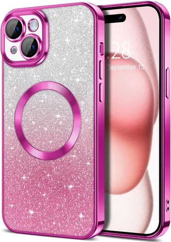 Miniatura 77 de Hython Funda para iPhone 13 Pro transparente con purpurina magnética [compatible con MagSafe] Protector completo de lente de cámara delgado