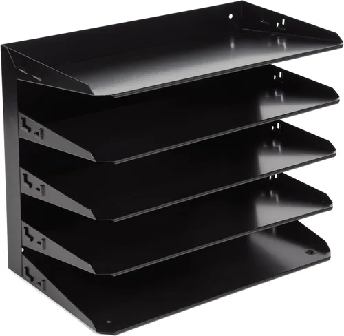 Miniatura 4 de Huron Organizador de carpetas de archivos legales horizontales de escritorio con 5 ranuras, bandeja de almacenamiento para cartas, acero negro