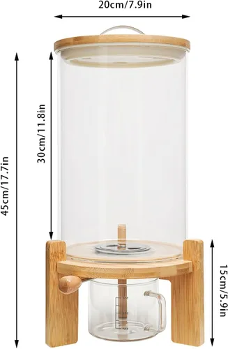 Miniatura 3 de 7.5L Cereal Contenedores Almacenamiento,Dispensador de cereales Harina Arroz Contenedor de almacenamiento Tanque de vidrio W/Lid Medición Taza Cubo