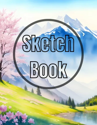 Sketch Book: Premium watercolor spring in mountain design cover page Sketchbook Blank Paper Pad 8.5" x 11" - sketchbook 120 Pages Blank Paper Book