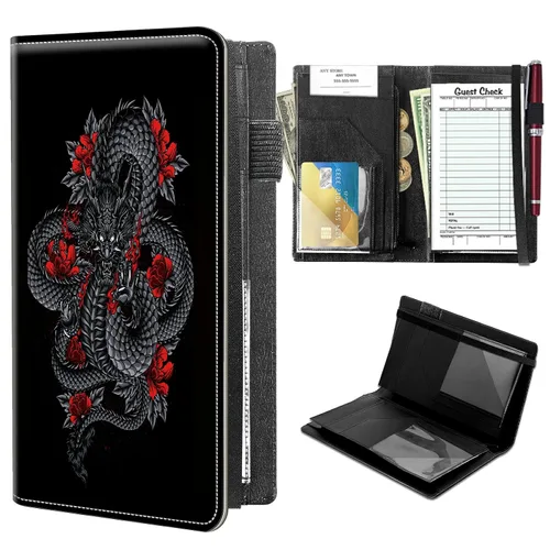 Miniatura 17 de Libretas de alto volumen para camareros, libro de servidor Forest Moon con 2 bolsillos expandibles de 9 x 5, libro de mesera lindo con bolsillo