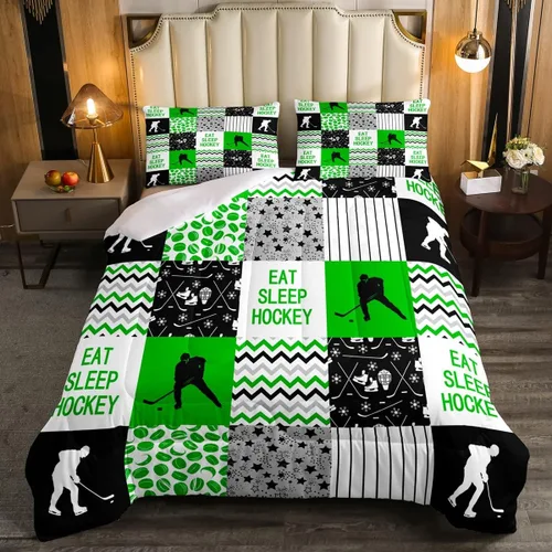 Miniatura 13 de Erosebridal Edredón de plumón de hockey sobre hielo, juego de edredón de jugador de hockey para adolescentes, niños y hombres, juego de ropa de cama