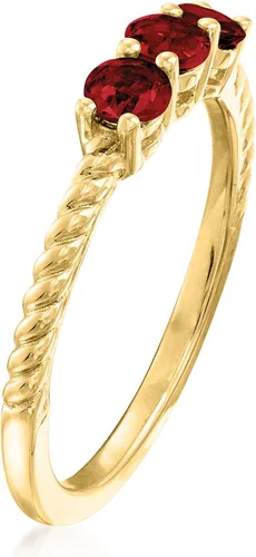 Miniatura 3 de Ross-Simons Anillo de oro de 18 quilates con 3 piedras granate en oro de 18 quilates sobre plata esterlina