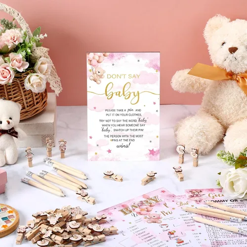Miniatura 2 de Patelai 321 Bearly Wait Baby Shower Decoraciones de oso rosa, suministros de fiesta de oso rosa, juegos de baby shower, juegos de 5 juegos de No