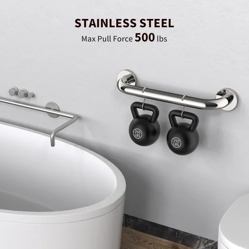 Miniatura 3 de Paquete de 2 barras de regadera de 16 pulgadas - Diámetro de 1.25", mango de barra de regadera de baño de acero inoxidable cromado ZUEXT, barra