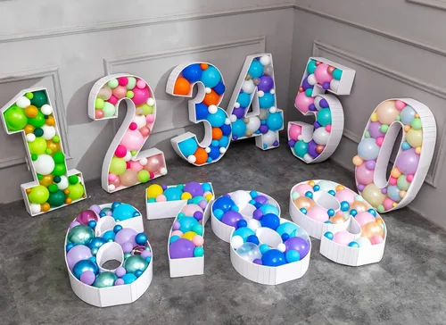 Miniatura 5 de JoyBox Design - Marco de número 1 para rellenar con un mosaico de globos, para iluminar marquesina, kit de tablero de espuma precortado extragrande