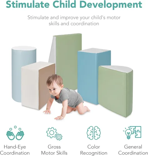Miniatura 5 de Best Choice Products 5 piezas de bloques de espuma suave para niños para escalar y gatear, estructuras de juego para el desarrollo infantil, 5