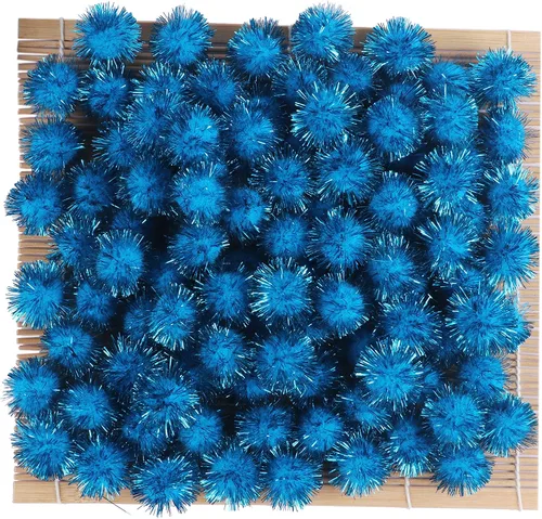 Miniatura 11 de YYCRAFT 100 pompones de oropel con purpurina para manualidades, decoración de fiesta de Navidad, juguetes para gatos (0.98 pulgadas, negro)