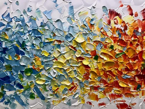 Miniatura 4 de AMEI Arte, 24 x 48 pulgadas, pintado a mano sobre lienzo, fondo blanco colorido, pinturas al óleo abstractas, arte de pared multicolor, madera