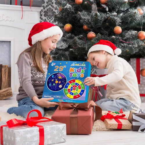 Miniatura 6 de BooTaa Tablero de dardos grande de 29 pulgadas para niños, tablero de dardos para niños con bolas adhesivas, juguetes para niños y niñas